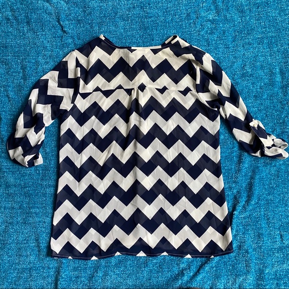 Navy Chevron Blouse - Picture 2 of 2